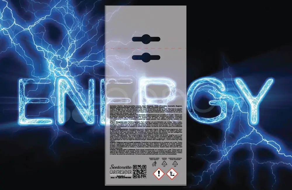 Vorlage für individuelles Verpackungsdesign Auto-Lufterfrischer, Duft:﻿Energie