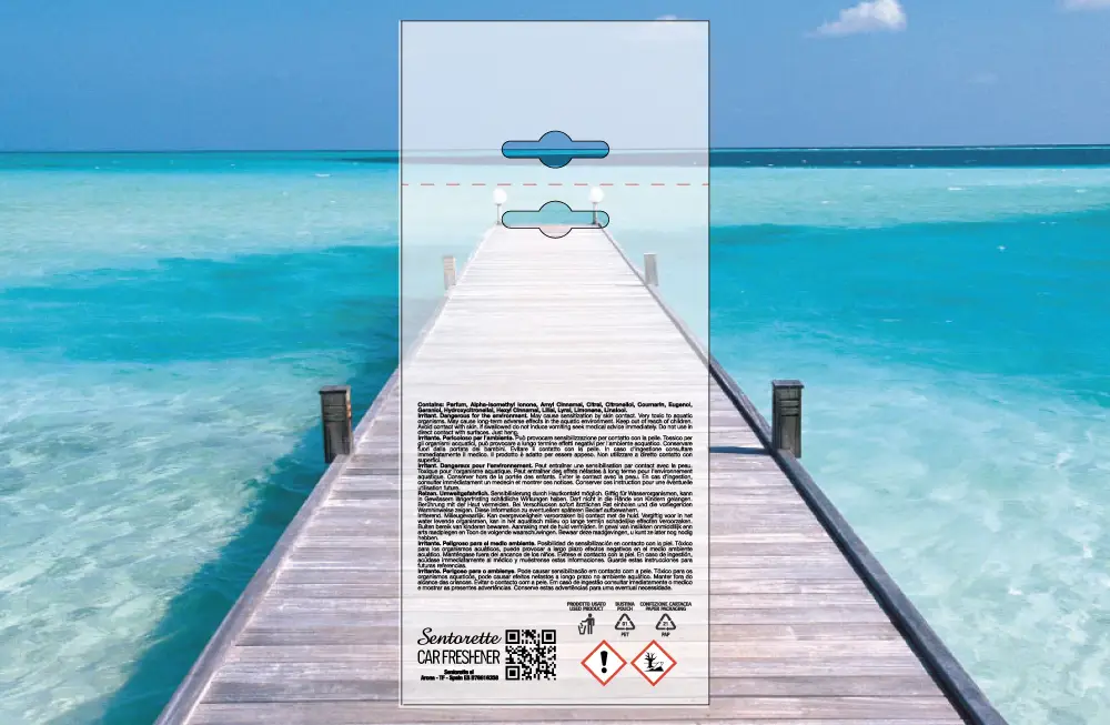 Vorlage für individuelles Verpackungsdesign Auto-Lufterfrischer, Duft:﻿Blaues Meer