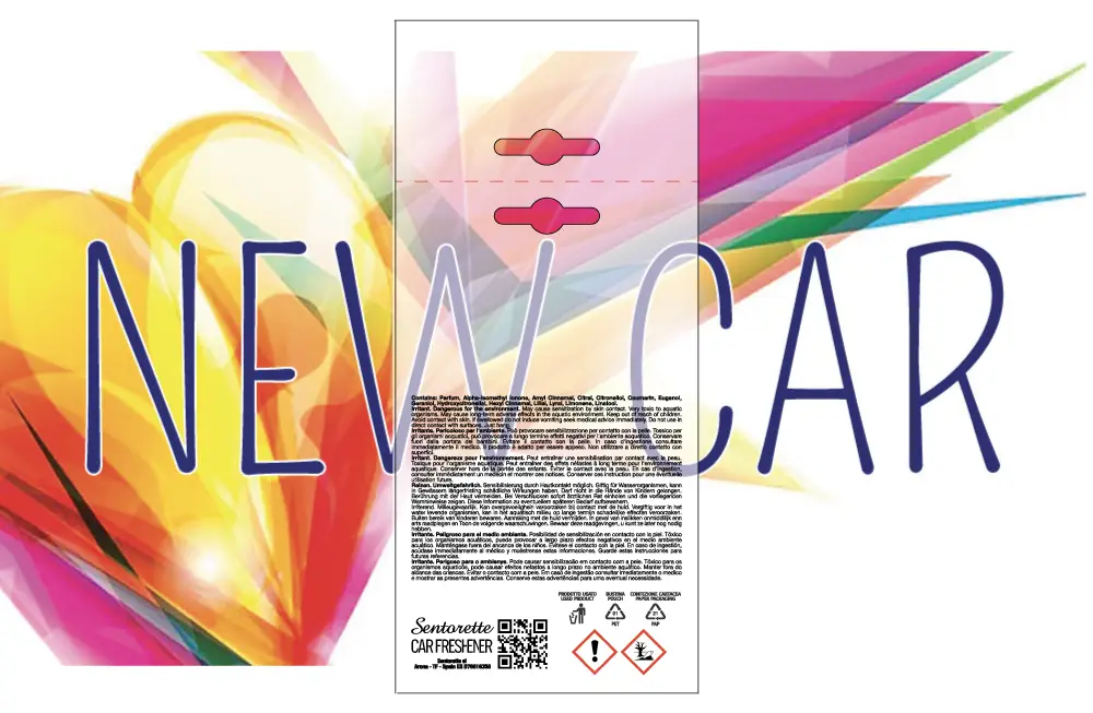 Vorlage für individuelles Verpackungsdesign Auto-Lufterfrischer, Duft:﻿Neues Auto